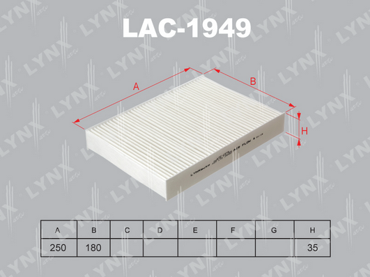 Фильтр, воздух во внутренном пространстве LYNX LAC1949