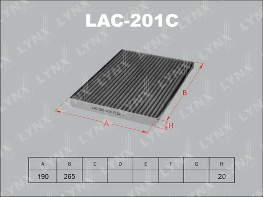 Фильтр, воздух во внутренном пространстве LYNX LAC201C
