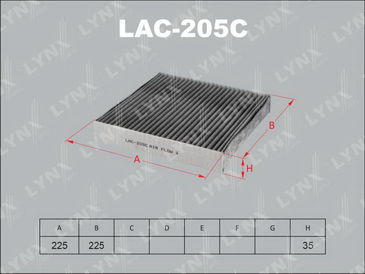 Фильтр, воздух во внутренном пространстве LYNX LAC205C