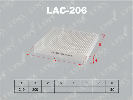 Фильтр, воздух во внутренном пространстве LYNX LAC206