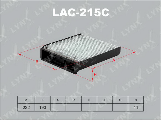 Фильтр, воздух во внутренном пространстве LYNX LAC215C