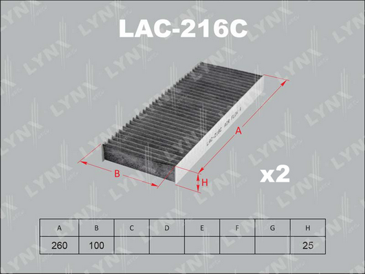 Фильтр, воздух во внутренном пространстве LYNX LAC216C