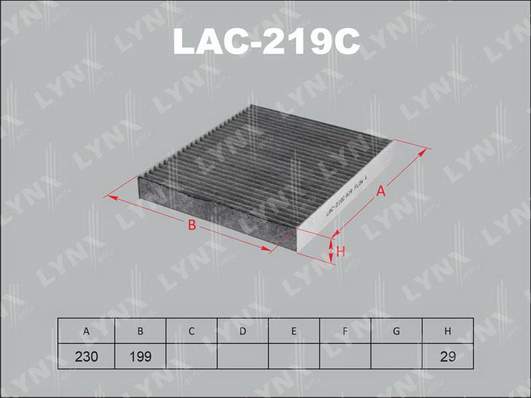 Фильтр, воздух во внутренном пространстве LYNX LAC219C