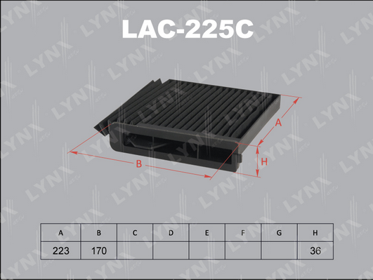 Фильтр, воздух во внутренном пространстве LYNX LAC225C