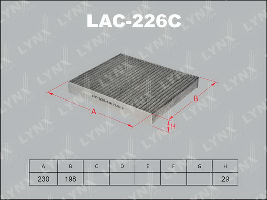 Фильтр, воздух во внутренном пространстве LYNX LAC226C