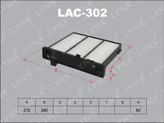 Фильтр, воздух во внутренном пространстве LYNX LAC302