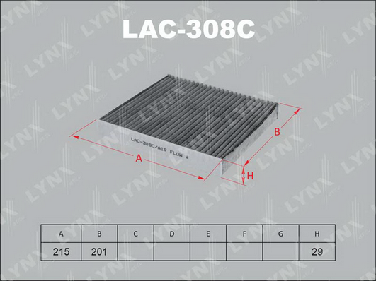 Фильтр, воздух во внутренном пространстве LYNX LAC308C