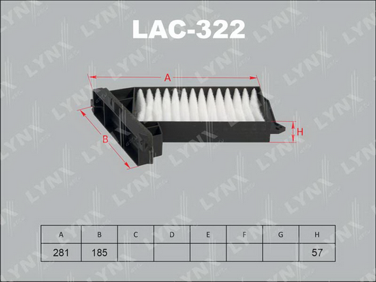 Фильтр, воздух во внутренном пространстве LYNX LAC322