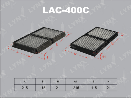 Фильтр, воздух во внутренном пространстве LYNX LAC400C