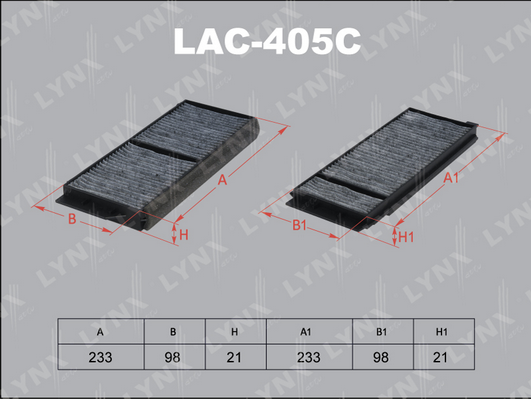 Фильтр, воздух во внутренном пространстве LYNX LAC405C