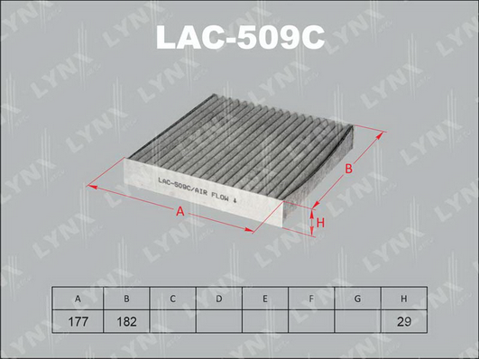 Фильтр, воздух во внутренном пространстве LYNX LAC509C