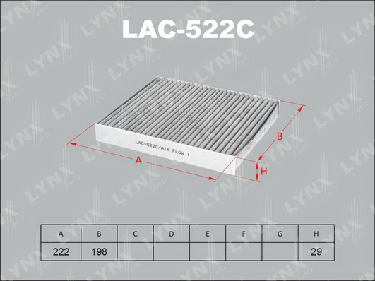 Фильтр, воздух во внутренном пространстве LYNX LAC522C