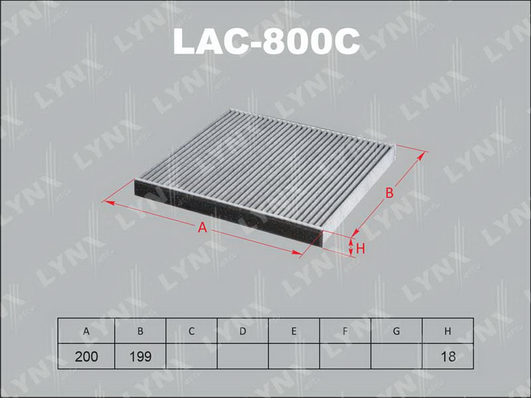 Фильтр, воздух во внутренном пространстве LYNX LAC800C