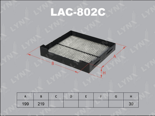 Фильтр, воздух во внутренном пространстве LYNX LAC802C