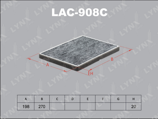 Фильтр, воздух во внутренном пространстве LYNX LAC908C