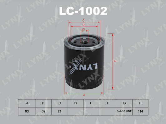 Масляный фильтр LYNX LC1002