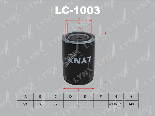 Масляный фильтр LYNX LC1003