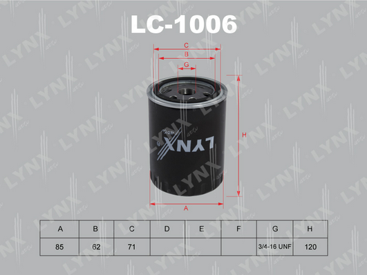 Масляный фильтр LYNX LC1006