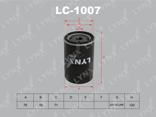 Масляный фильтр LYNX LC1007