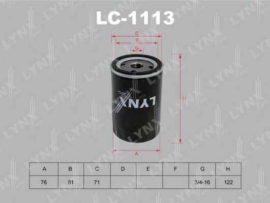 Масляный фильтр LYNX LC1113