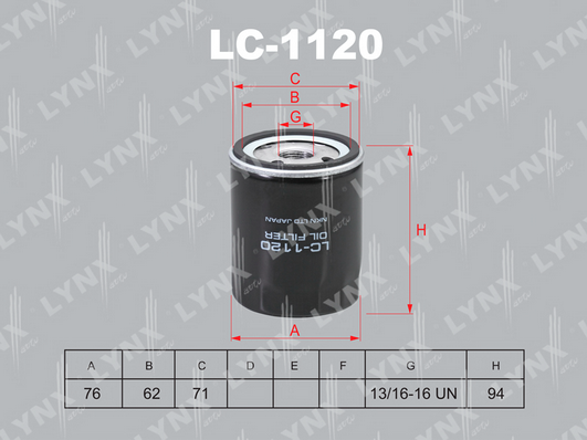 Масляный фильтр LYNX LC1120