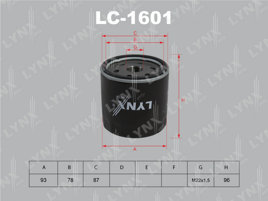 Масляный фильтр LYNX LC1601