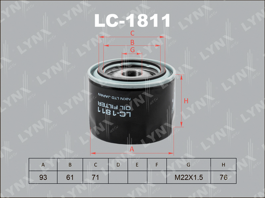 Масляный фильтр LYNX LC1811