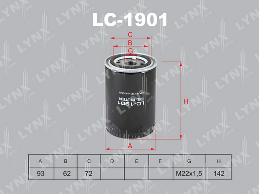 Масляный фильтр LYNX LC1901