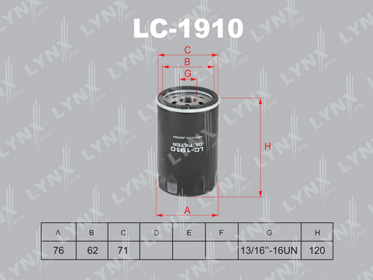 Масляный фильтр LYNX LC1910