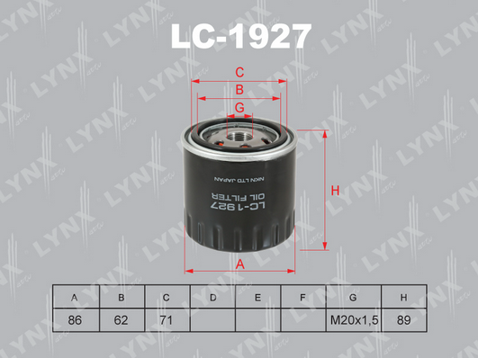 Масляный фильтр LYNX LC1927