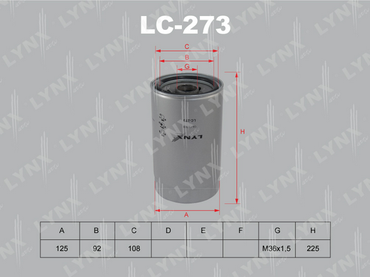 Масляный фильтр LYNX LC273