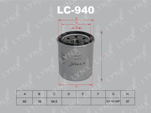 Масляный фильтр LYNX LC940