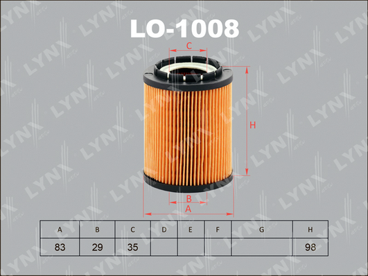 Масляный фильтр LYNX LO1008