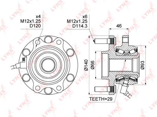 Комплект подшипника ступицы колеса LYNX WH1104