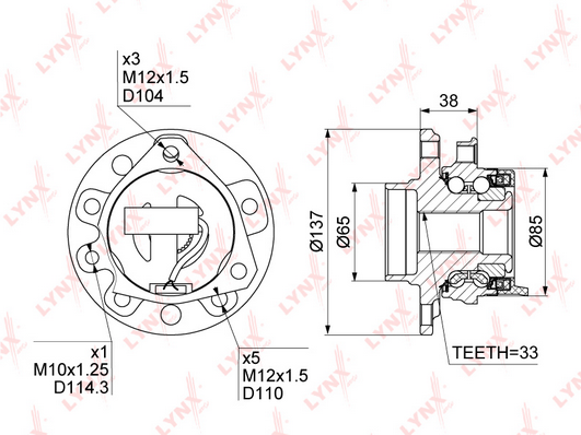 Комплект подшипника ступицы колеса LYNX WH1135