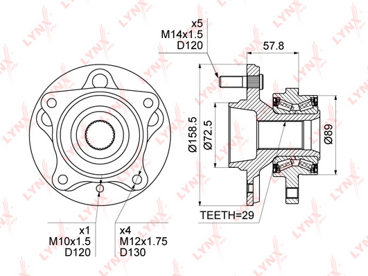 Комплект подшипника ступицы колеса LYNX WH1320