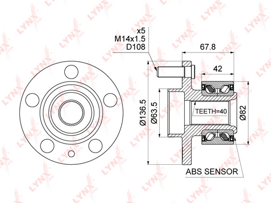 Комплект подшипника ступицы колеса LYNX WH1321