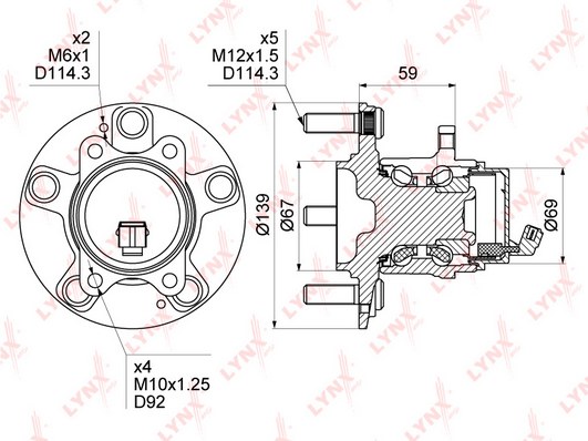 Комплект подшипника ступицы колеса LYNX WH1381