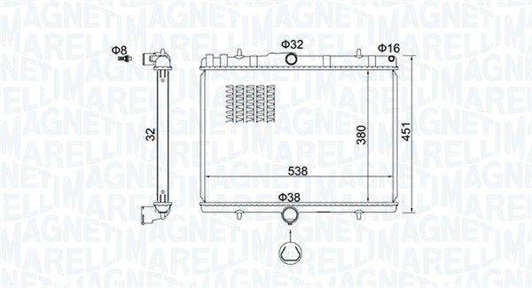 Радиатор, охлаждение двигателя MAGNETI MARELLI 350213151800