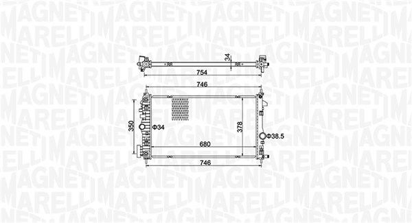 Радиатор, охлаждение двигателя MAGNETI MARELLI 350213152300