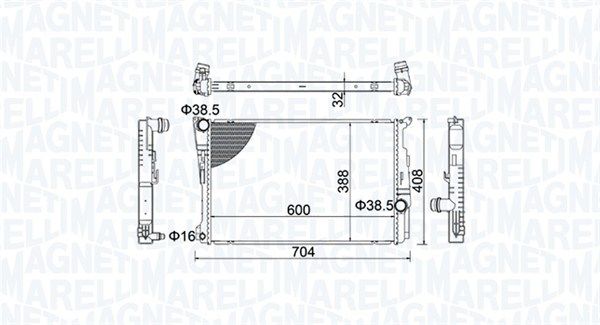 Радиатор, охлаждение двигателя MAGNETI MARELLI 350213155200