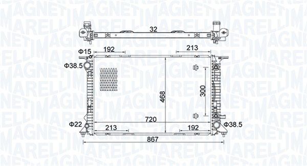 Радиатор, охлаждение двигателя MAGNETI MARELLI 350213161800
