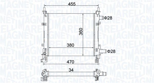 Радиатор, охлаждение двигателя MAGNETI MARELLI 350213161900