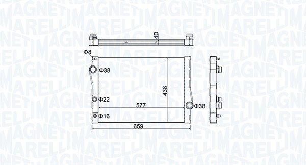 Радиатор, охлаждение двигателя MAGNETI MARELLI 350213163500
