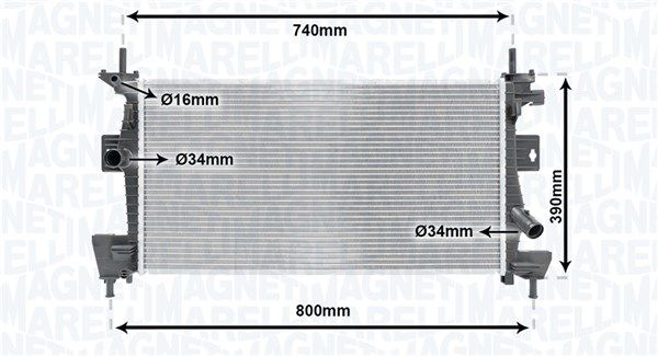 Радиатор, охлаждение двигателя MAGNETI MARELLI 350213170200