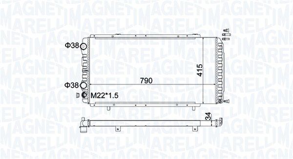 Радиатор, охлаждение двигателя MAGNETI MARELLI 350213180900