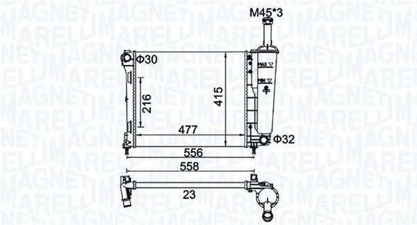 Радиатор, охлаждение двигателя MAGNETI MARELLI 350213183900
