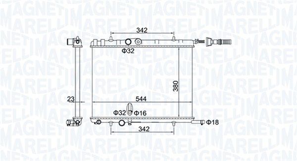 Радиатор, охлаждение двигателя MAGNETI MARELLI 350213193400