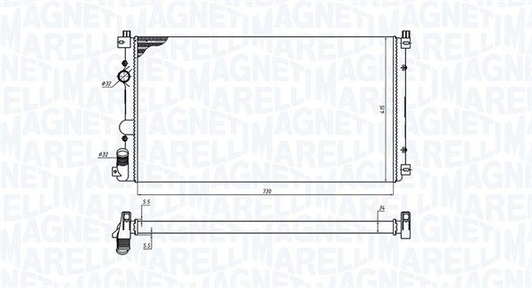 Радиатор, охлаждение двигателя MAGNETI MARELLI 350213198800