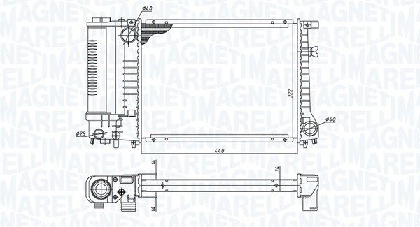 Радиатор, охлаждение двигателя MAGNETI MARELLI 350213240000